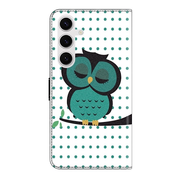 Samsung Galaxy S26 Plånboksfodral Magnetlås 3D Mönster Konstläder Sovande Uggla