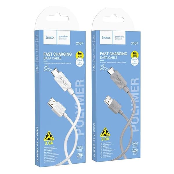 HOCO USB-A Till USB-C 1m Kabel 3A X107 - Vit Vit