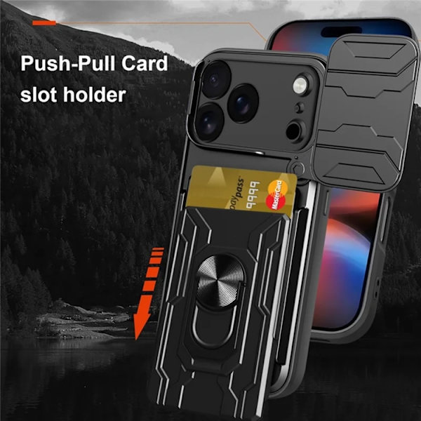 Mobilskal till iPhone 17 Pro Max Kamera Slider PC + TPU Kickstand - Blå Blå