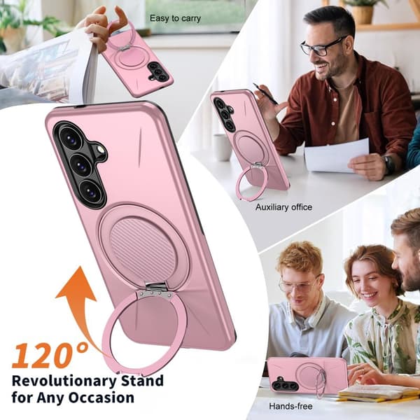 Mobilskal för Samsung Galaxy S26 Plus Magnetiskt Kickstand TPU + PC - Rosa