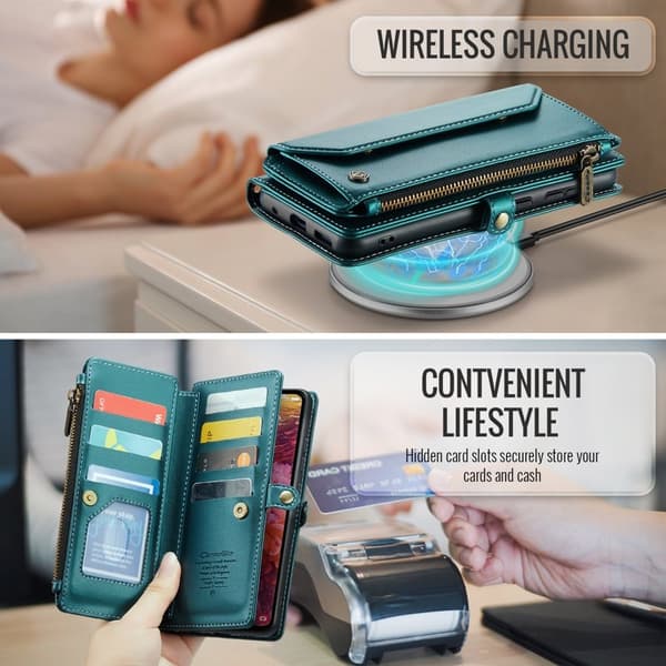 CASEME Plånboksfodral Konstläder för Samsung Galaxy S20 FE - Grön