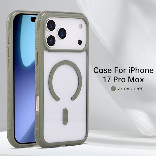 Mobilskal till iPhone 17 Pro MagSafe TPU+PC Transparent - Armégrön Grön