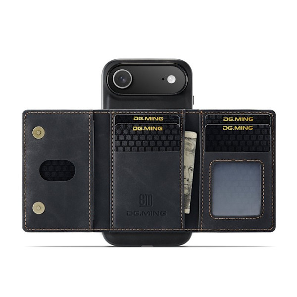 DG.MING iPhone Air Konstläder Plånboksfodral PU + PC + TPU - Svart