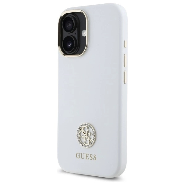 Guess Mobilskal till iPhone 16 Silikon Logo Strass 4G - Vit