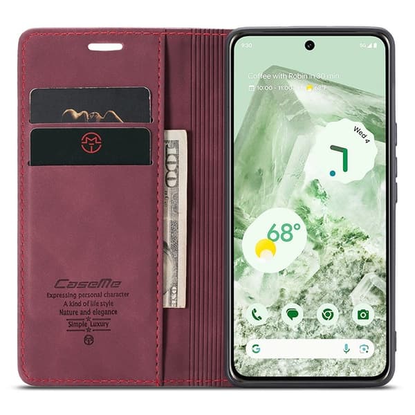 CASEME 013 Series Mobilskal till Google Pixel 8a KonstLäder Röd