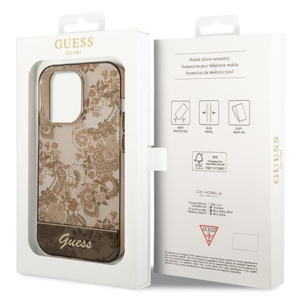 GUESS iPhone 14 Pro -kuori Porcelain Collection - Ocher Brun