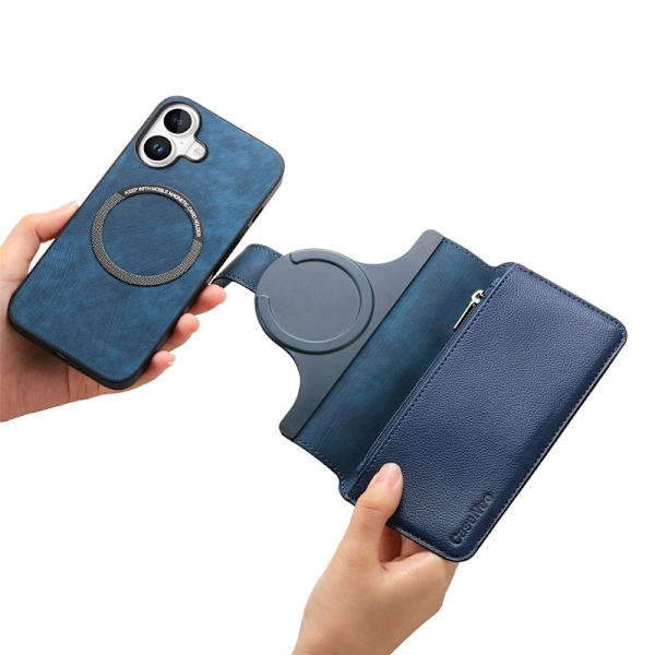 CASENEO MW-02 iPhone 16 Plus Plånboksfodral Konstläder - Blå