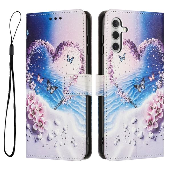 YX-2501 Samsung Galaxy A55 5G Plånboksfodral Konstläder - Hjärtfjäril