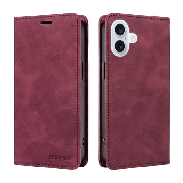 BETOPNICE iPhone 17 Plånboksfodral Konstläder - Magnetisk - Röd Röd