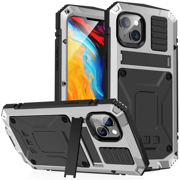 R-JUST Mobilskal till iPhone 14 Plus Hybrid Silver med Skärmskydd