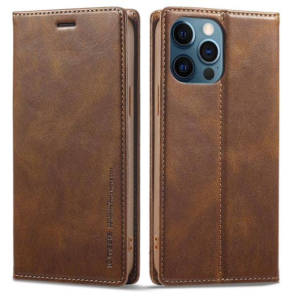 LC.IMEEKE iPhone 12 / 12 Pro Plånboksfodral Konstläder - Brun