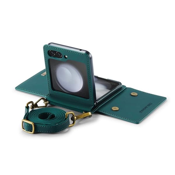 DG.MING Samsung Galaxy Z Flip7 FE Konstläder Plånboksfodral - Grön