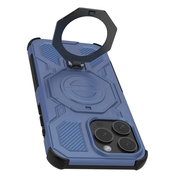 Mobilskal till iPhone 15 Pro Plast Shockproof med Rotating Kickstand - Blå