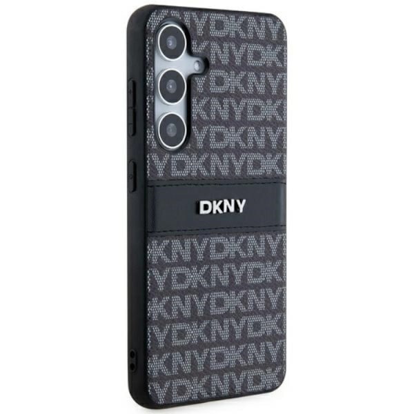 DKNY Galaxy S24 Mobilskal Läder Mono Stripe & Metal Logo Svart