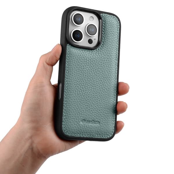 MELKCO Mobilskal till iPhone 16 Pro Max Äkta Läder Belagt PC - Blå