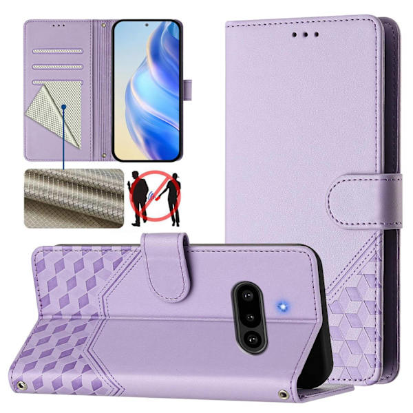 Nothing Phone (3a) Plånboksfodral Imprinted Honeycomb RFID Lila