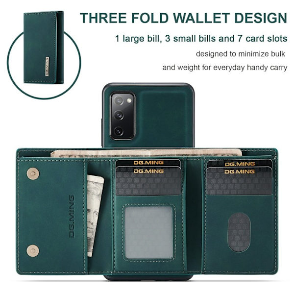 DG.MING M1 Series Magnetisk Tri-Fold Plånboksfodral Grön