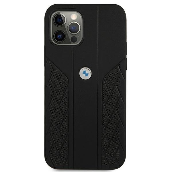 BMW Läder Curve Perforate Skal iPhone 12 Pro Max - Svart Svart