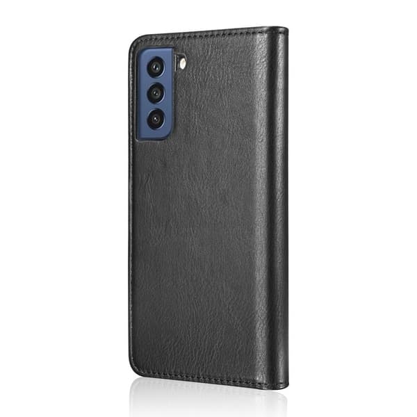 DG.MING Samsung Galaxy S21 FE 2-i-1 Äkta Läder Plånboksfodral Ställ - Svart