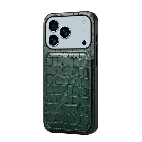 Mobilskal till iPhone 17 Pro Max Korthållare Crocodile Textured - Grön Grön