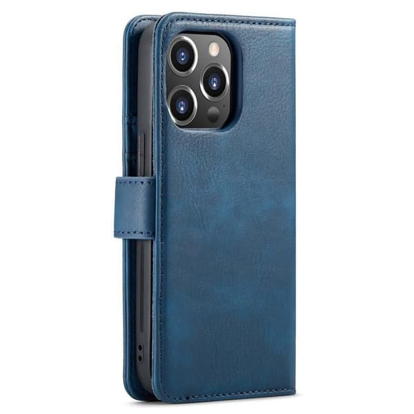 DG.MING iPhone 15 Pro Max lompakkokotelo Aito nahka 2in1 - Sininen Blå