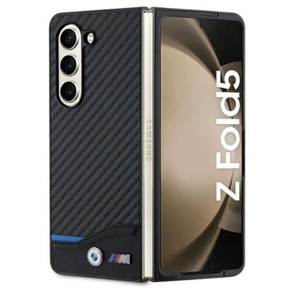BMW Galaxy Z Fold 5 Mobilskal Läder Carbon - Svart Svart