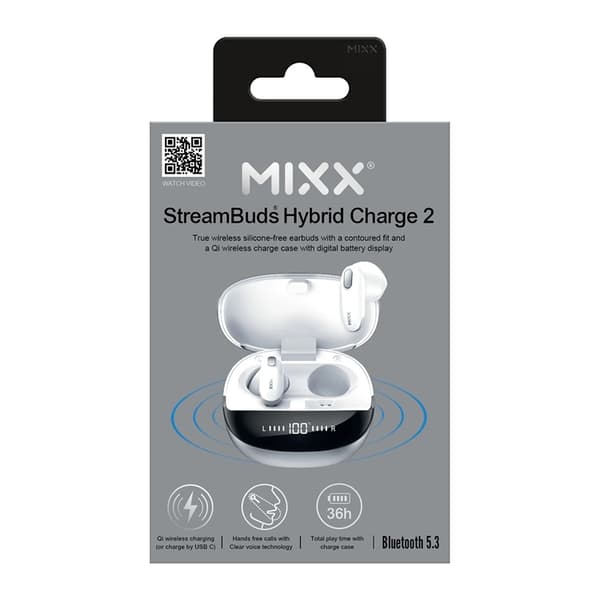 Mixx Qi TWS In-Ear Hörlurar Hybrid Charge 2 - Vit Vit