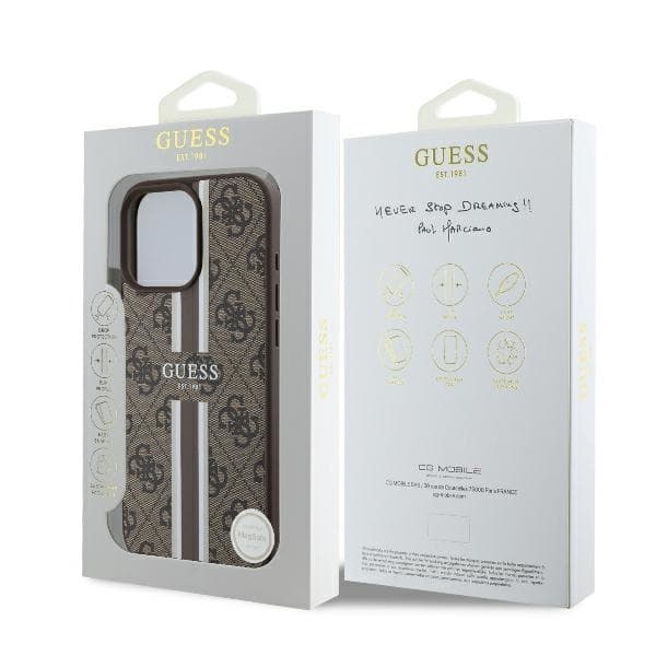 Guess Mobilskal till iPhone 16 Pro Max MagSafe 4G Printed Stripes - Brun Brun