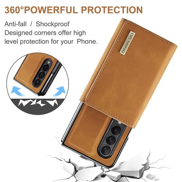 DG.MING Konstläder Plånboksfodral för Samsung Galaxy Z Fold3 5G - Brun