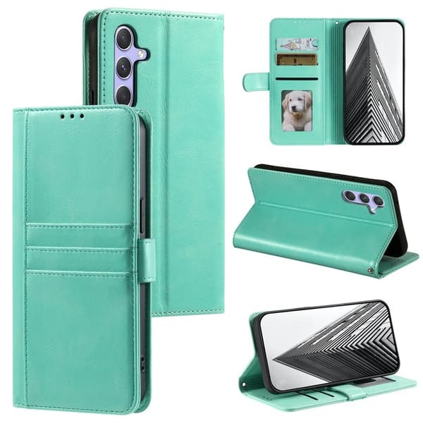 Samsung Galaxy S26 Plus Skal PU Läder 6 Kortfack - Mintgrön