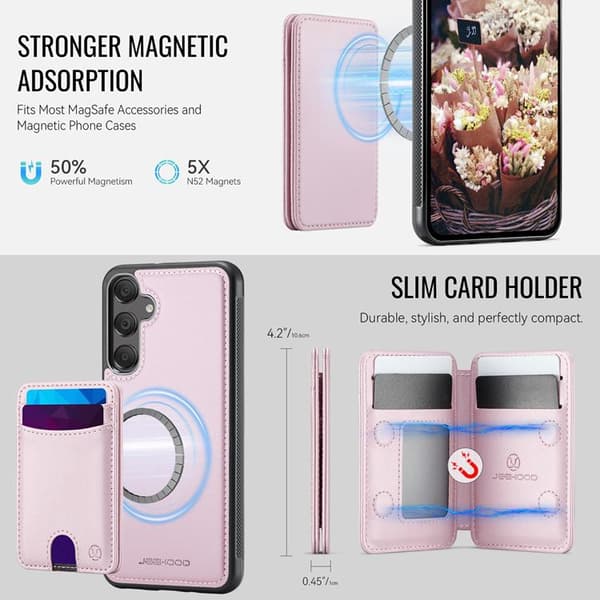 JEEHOOD Samsung Galaxy A16 4G/5G Mobilskal Konstläder - Rosa Rosa