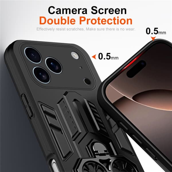 Mobilskal till iPhone 17 Pro Max Ringhållare Kickstand - Svart Svart
