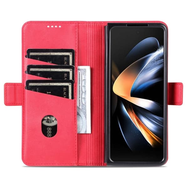AZNS Samsung Galaxy Z Fold4 Plånboksfodral Konstläder - Röd
