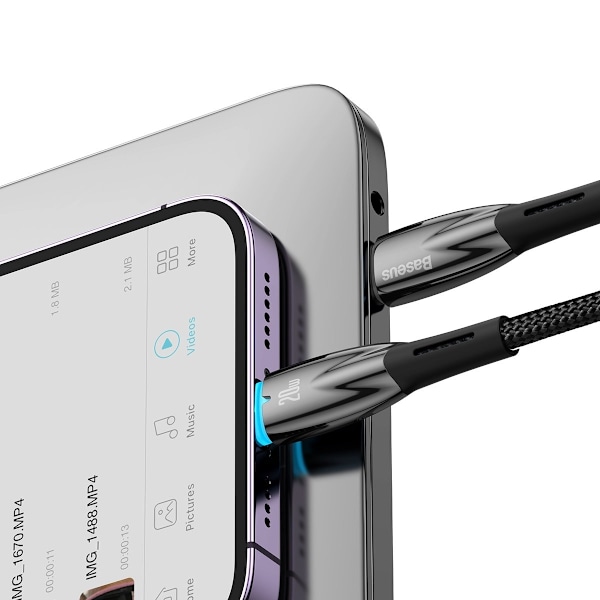 Baseus USB-C till Lightning kabel 1m Glimmer 20W - Svart Svart