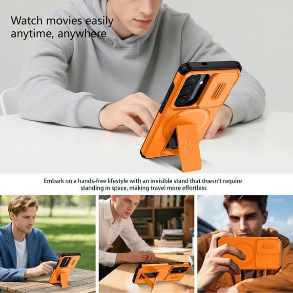 Mobilskal för Samsung Galaxy S26 Magnetiskt Kickstand PC + TPU - Orange