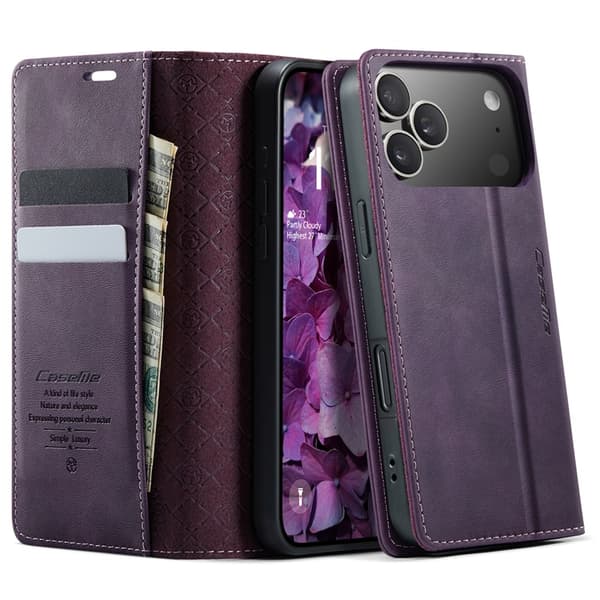 Caseme iPhone 17 Pro Plånboksfodral RFID-Skydd 033 - Lila Lila