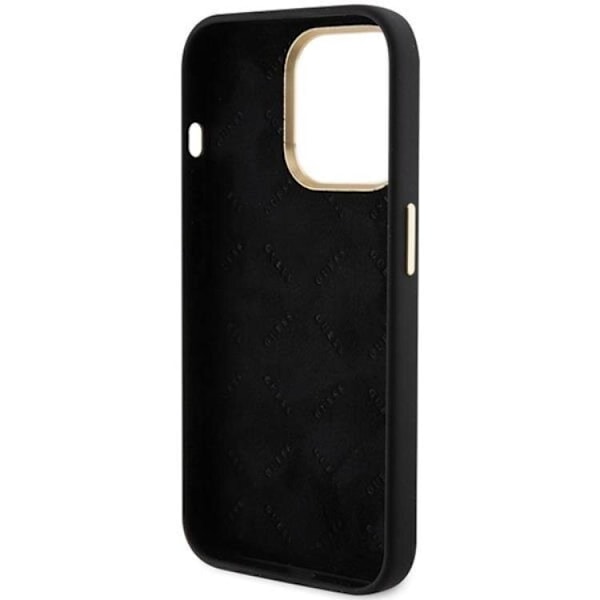Guess Mobilskal till iPhone 15 Pro Max Silikon Script Metal Logo Svart