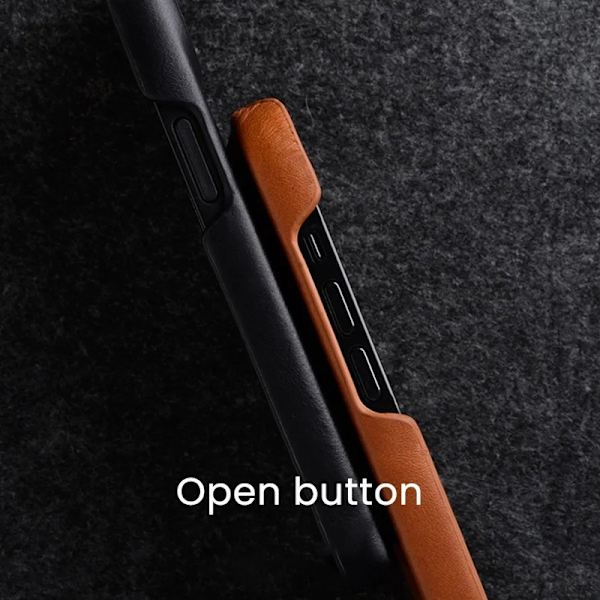 MELKCO Mobilskal till iPhone 14 Pro Max Äkta Läder PC Stöttålig - Brun