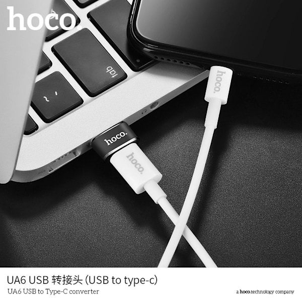 HOCO adapter OTG USB till USB-C UA6 svart Svart