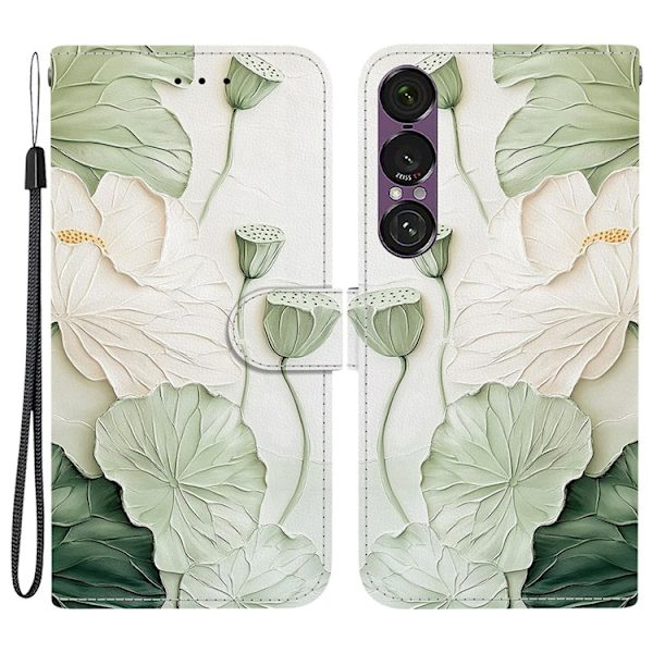 Sony Xperia 1 VII Konstläder Plånboksfodral Pattern Printing - Lotus