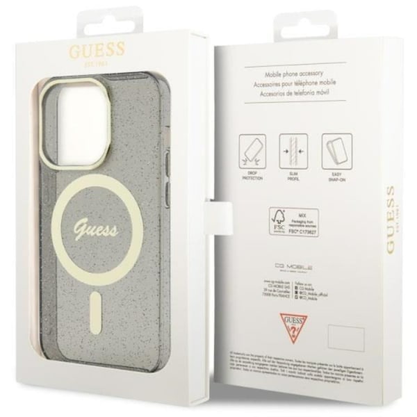 Guess iPhone 11/XR Mobilskal Magsafe Glitter Guld - Svart Svart