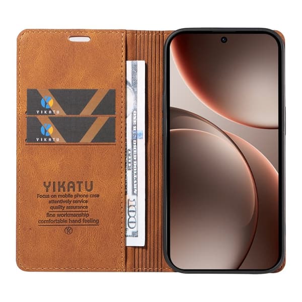 YIKATU Oppo Find X9 Pro 5G Plånboksfodral Konstläder - Brun