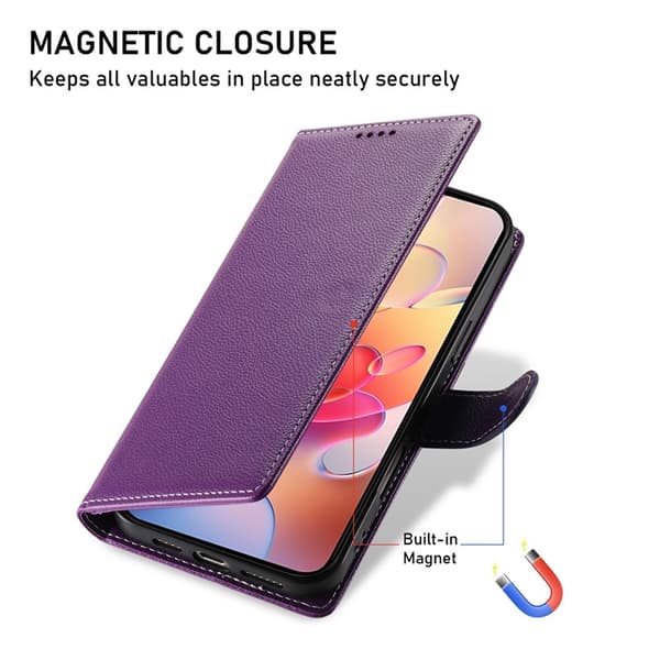 Galaxy A17/A26 Plånboksfodral Litchi Konstläder Magnetic - Lila Lila