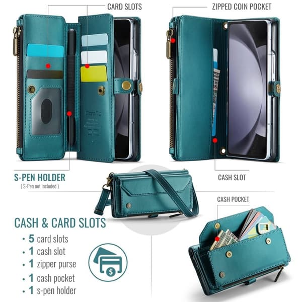 CASEME Plånboksfodral Konstläder för Samsung Galaxy Z Fold6 5G - Grön
