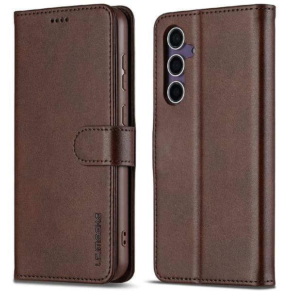 LC.IMEEKE Samsung Galaxy S25+ Plånboksfodral Konstläder - Brun