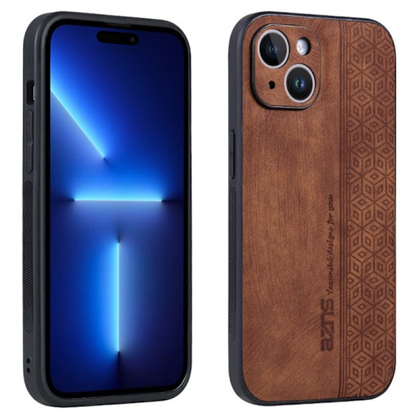 AZNS Mobilskal till iPhone 15 Plus Anti-Scratch PU Läder - Brun