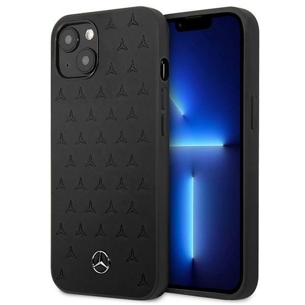 Mercedes Læder Stars Pattern Cover iPhone 13 Mini - Sort Black
