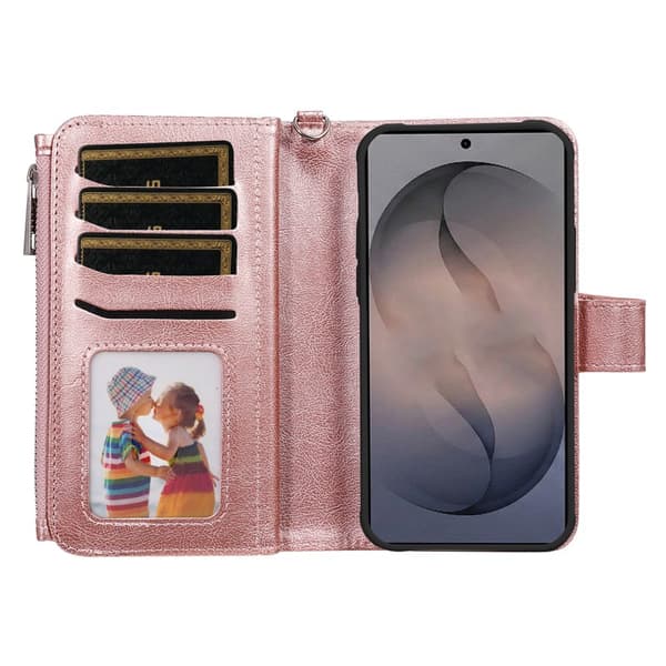 Plånboksfodral för Samsung Galaxy S26 Magnetiskt Konstläder - Roséguld