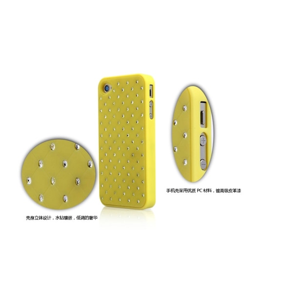 Diamond Baksideskal till Apple iPhone 4S/4 + Skrmskydd (Gul)