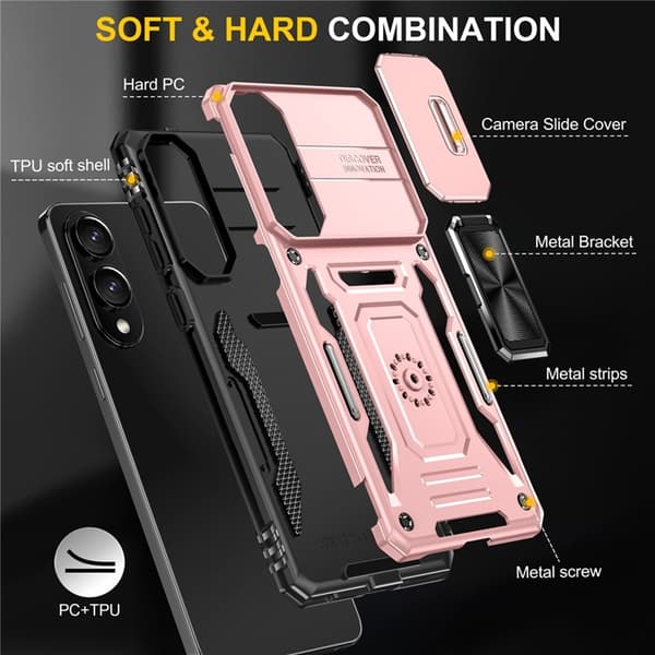 Mobilskal till Galaxy S25 Edge Kickstand Slide - Roséguld Roséguld